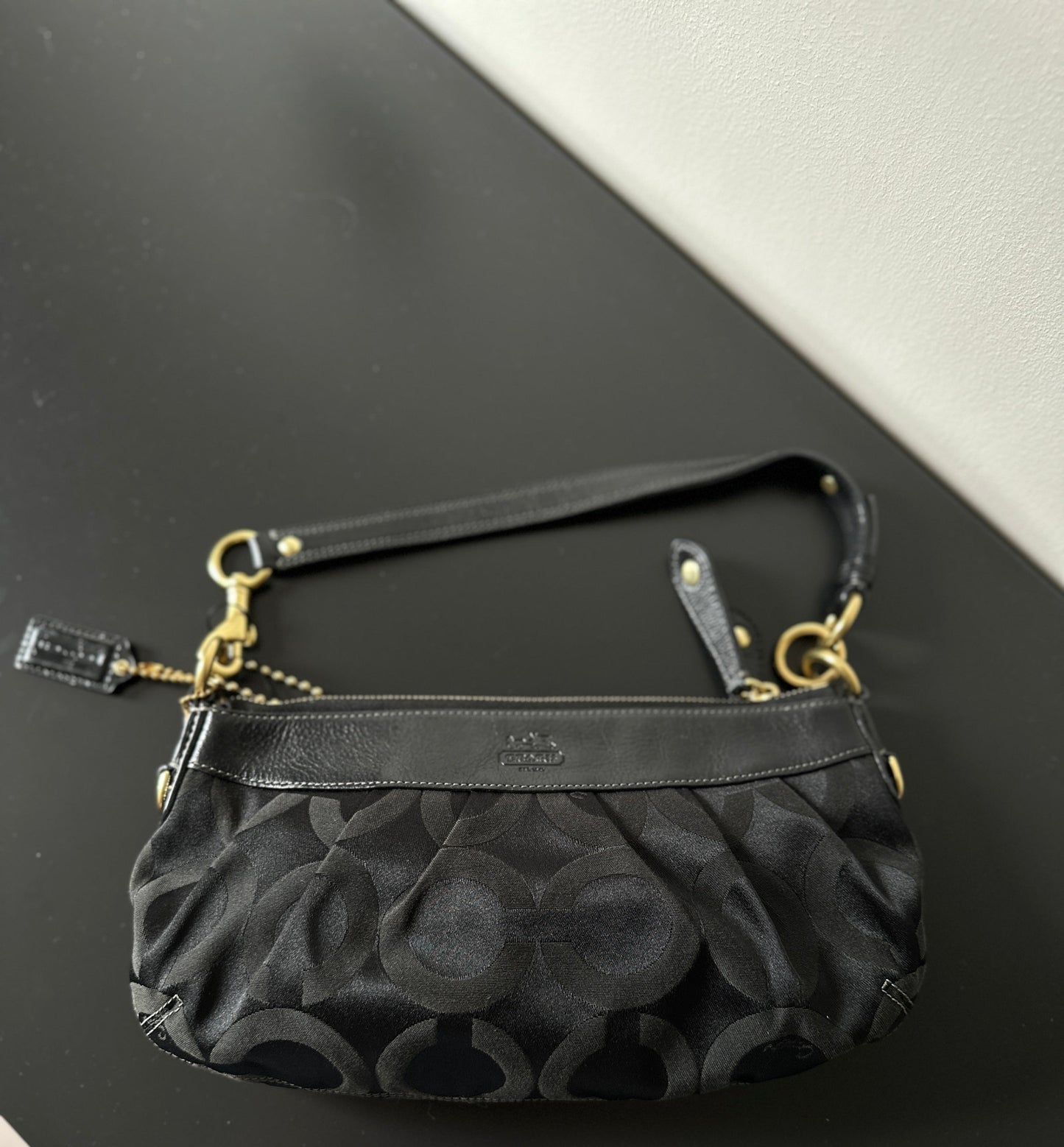 Coach Black Signature Canvas Monogram Purse Handbag
