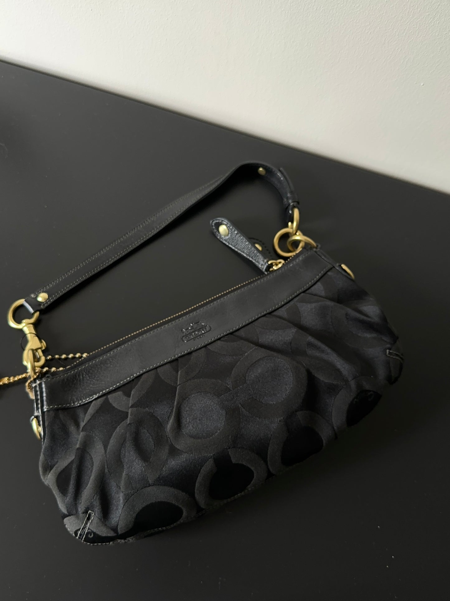 Coach Black Signature Canvas Monogram Purse Handbag