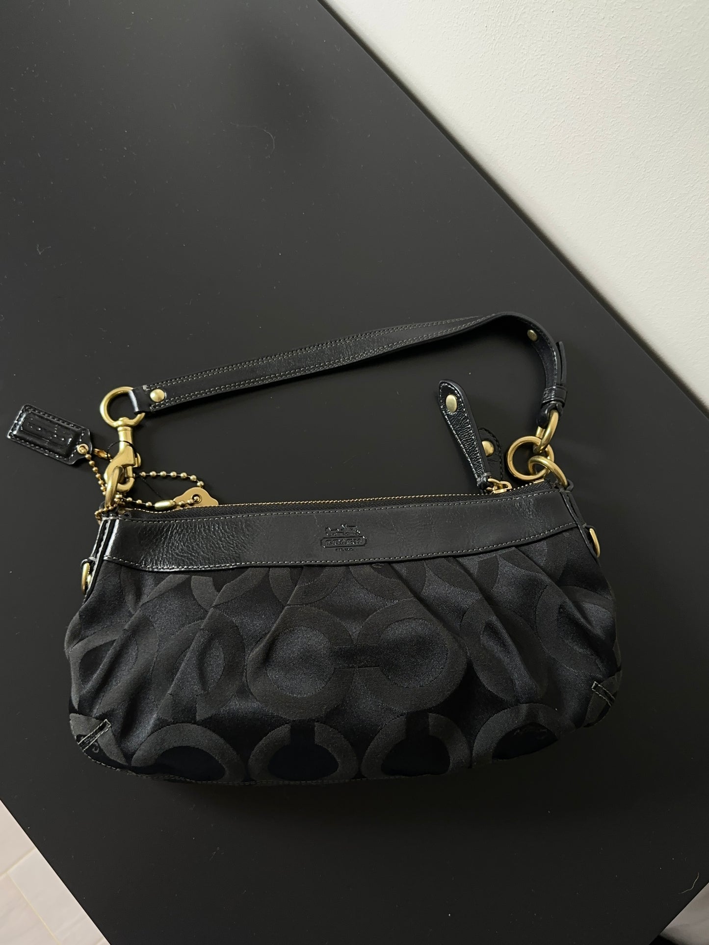 Coach Black Signature Canvas Monogram Purse Handbag