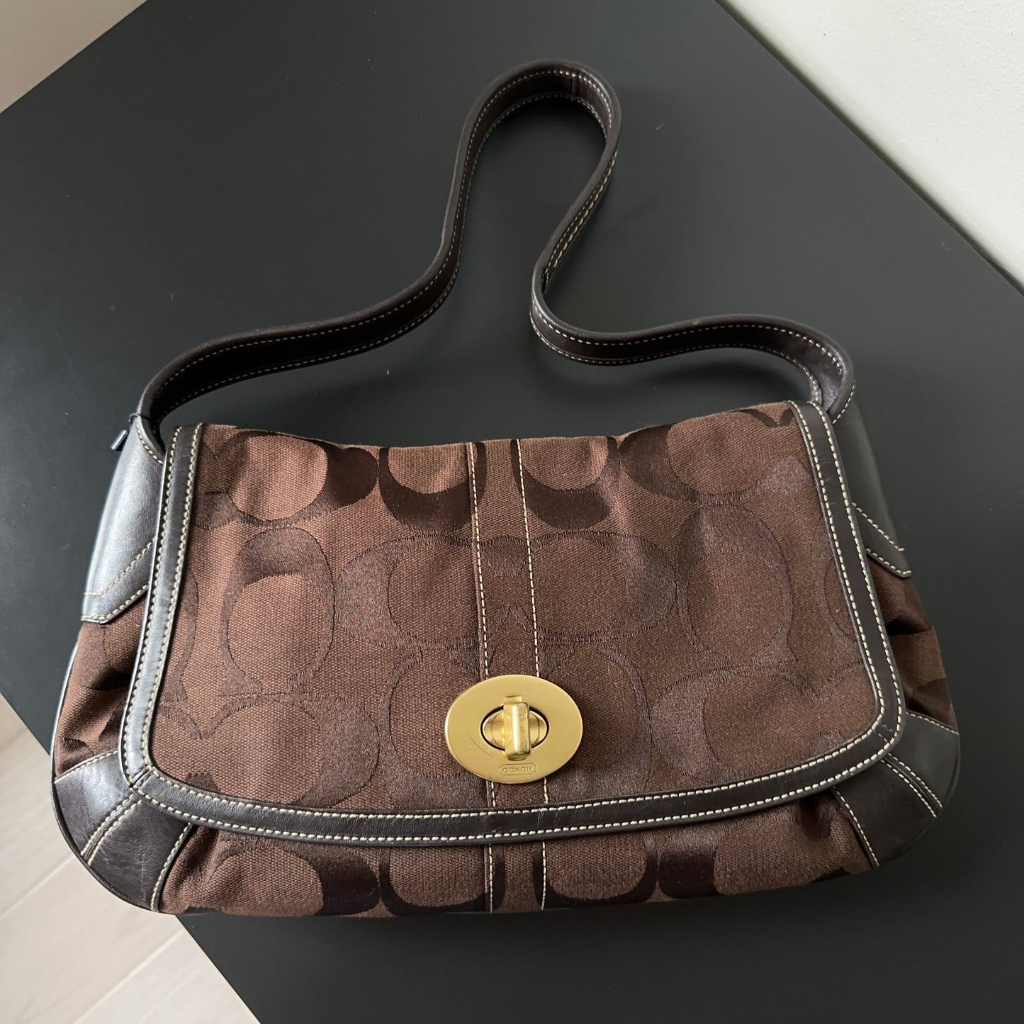 Coach Signature Belted Flap Shoulder Bag Handbag