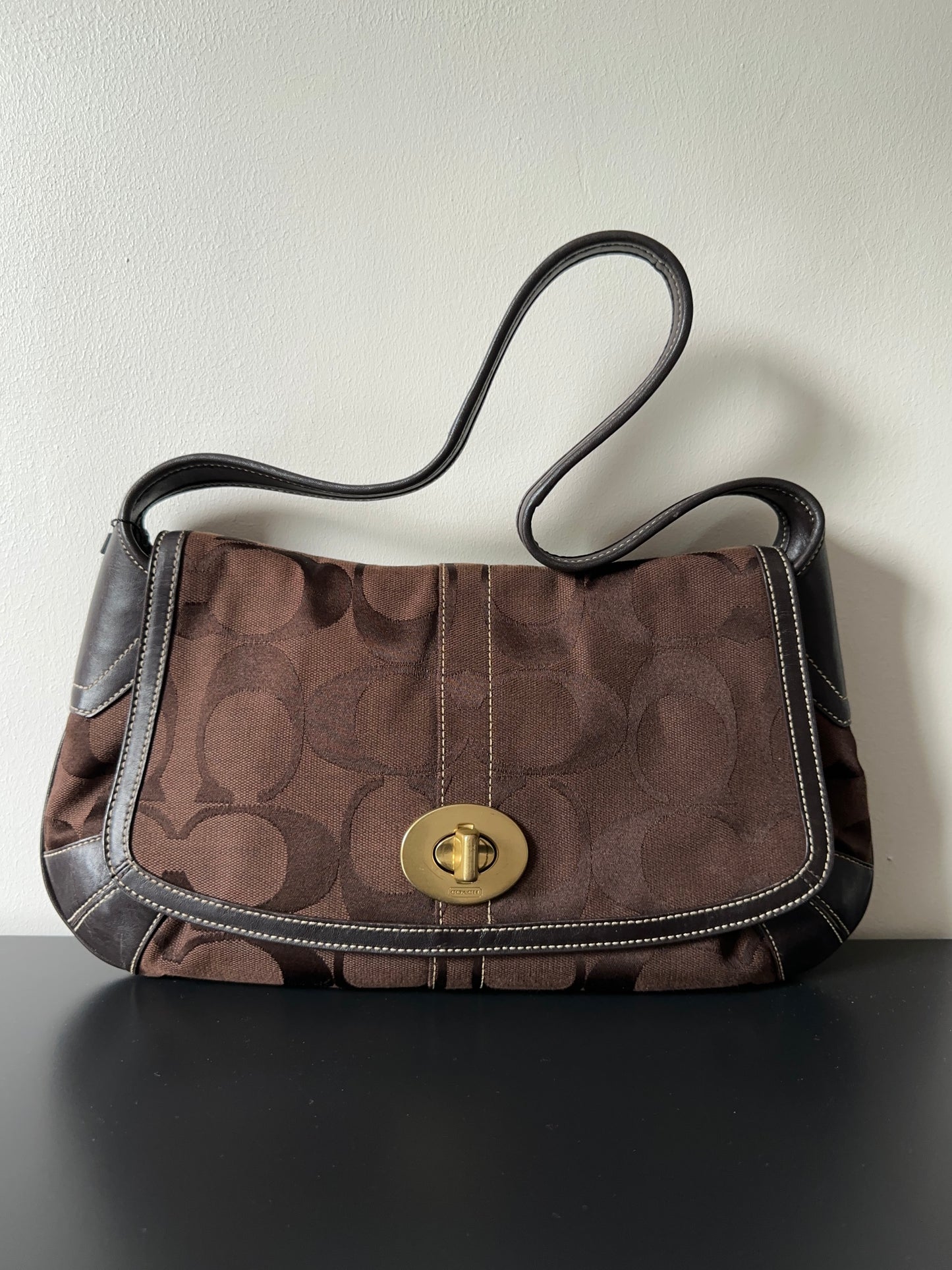 Coach Signature Belted Flap Shoulder Bag Handbag
