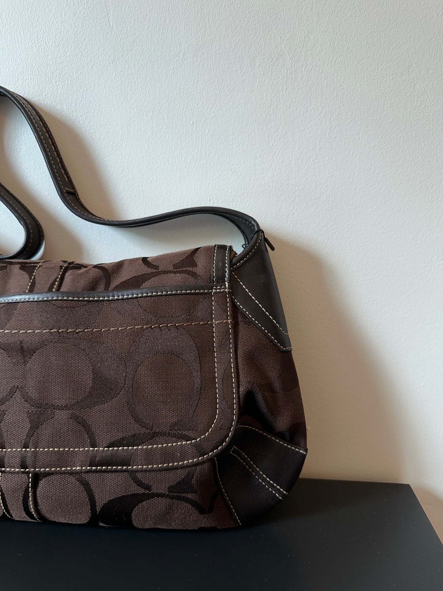 Coach Signature Belted Flap Shoulder Bag Handbag