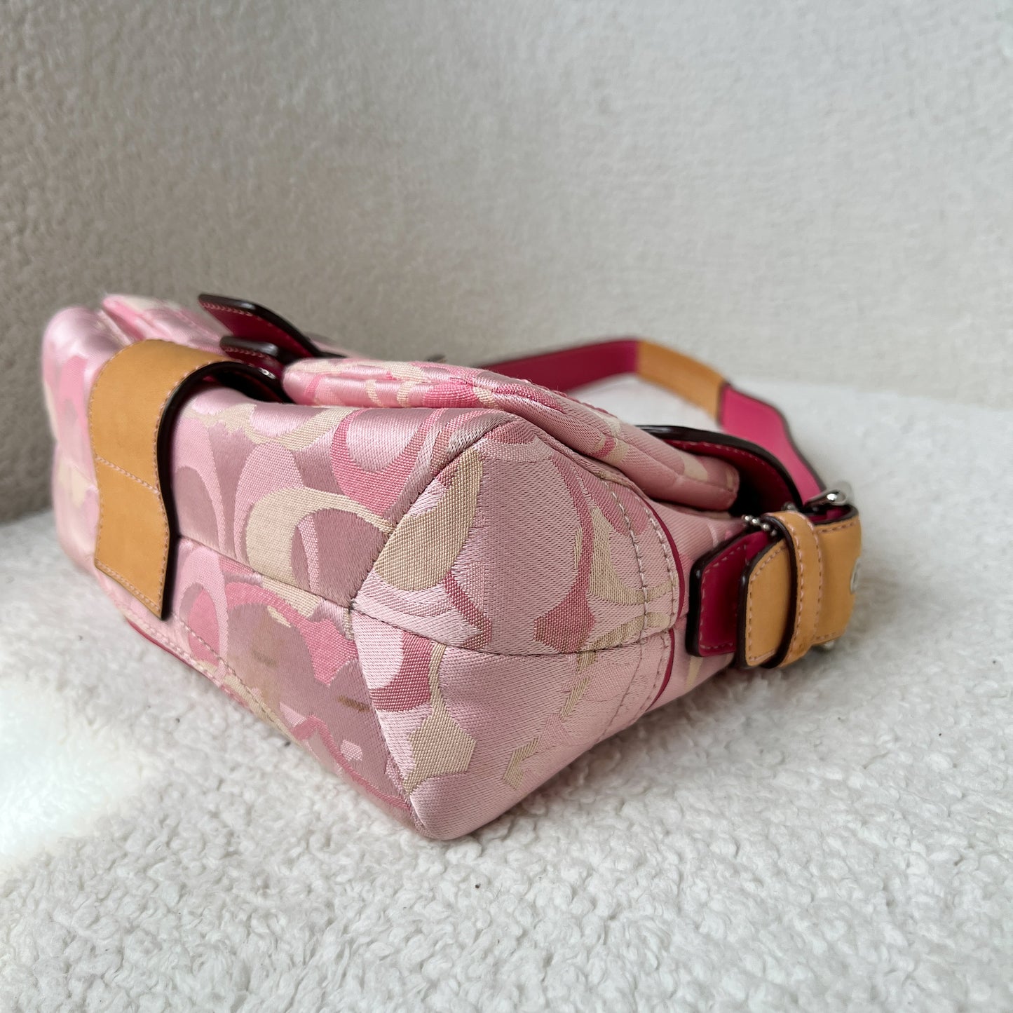 Coach Soho Pink Signature Jacquard Buckle Flap Bag