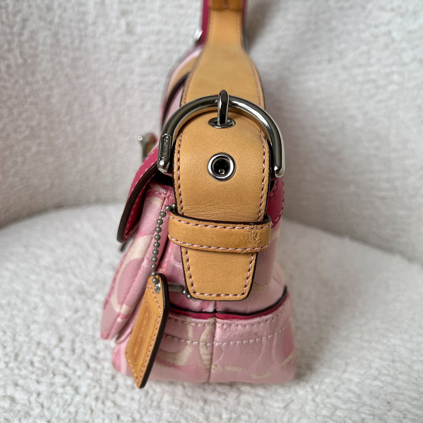Coach Soho Pink Signature Jacquard Buckle Flap Bag