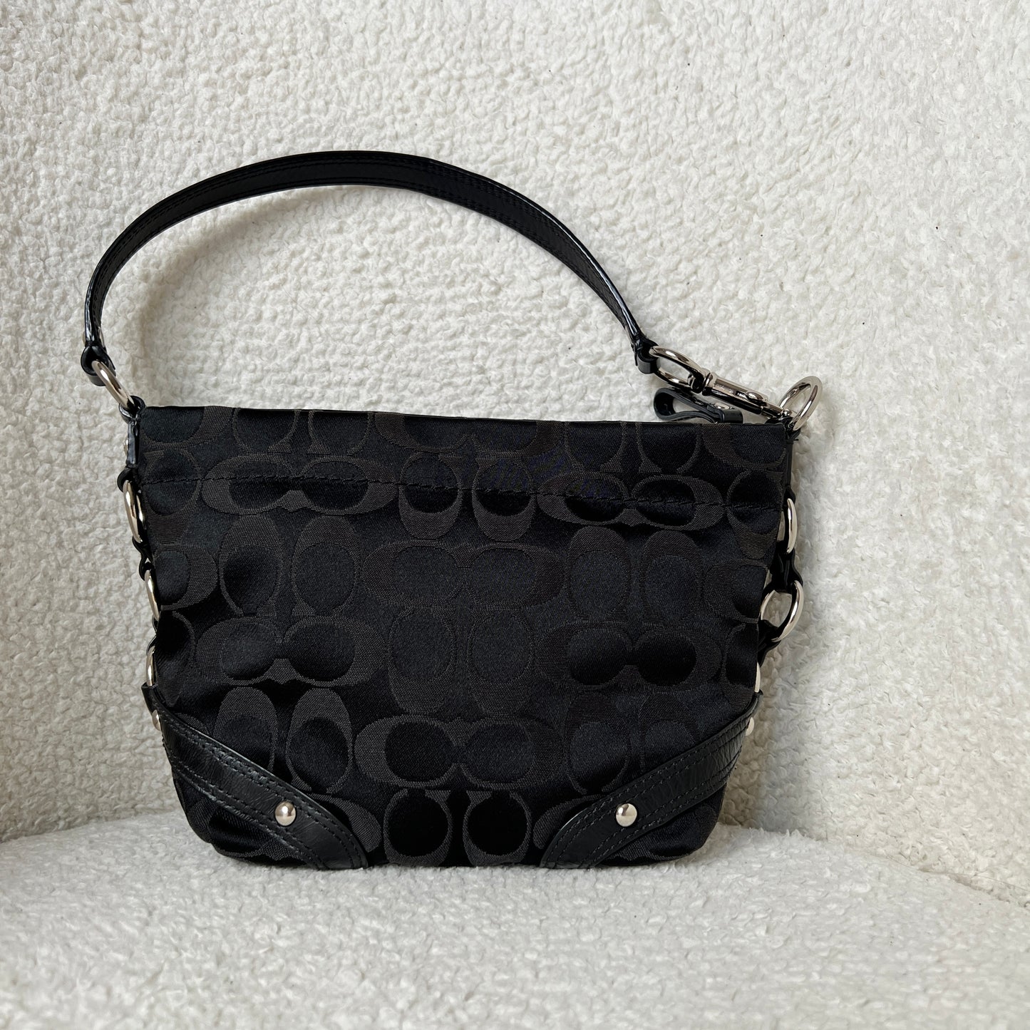 Coach Signature Canvas Mini Carly Bag with Leather Trim