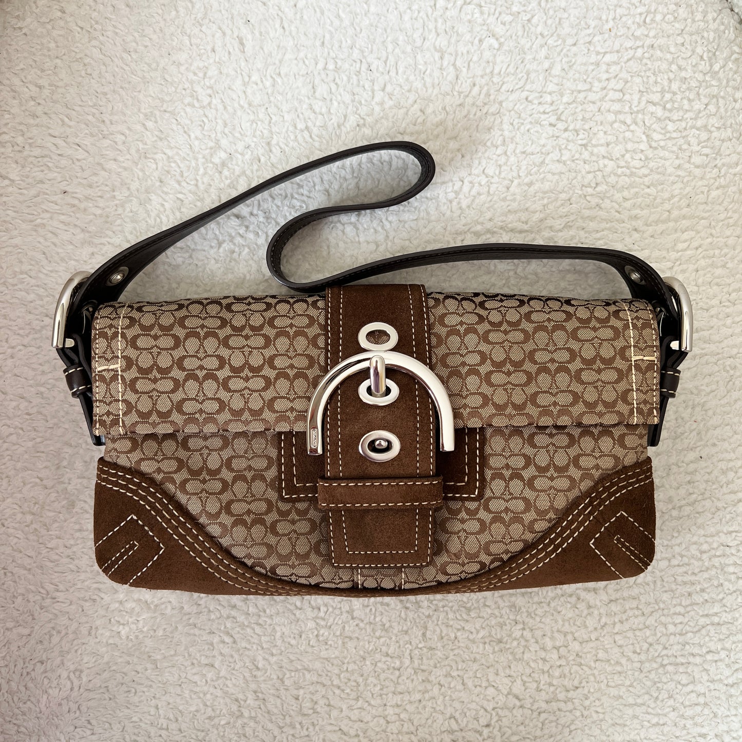 Coach Soho Signature Small Flap Bag in brown