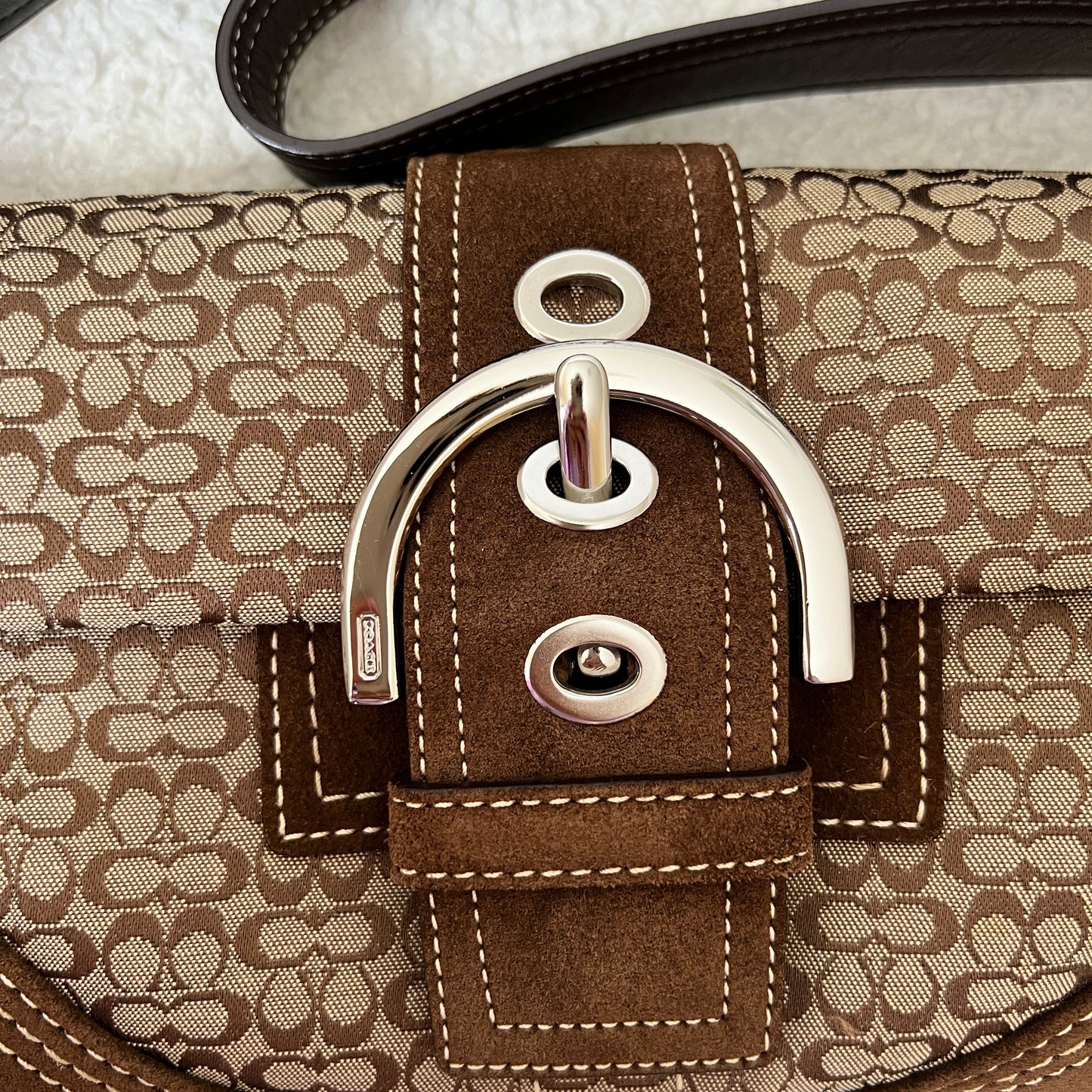 Coach Soho Signature Small Flap Bag in brown