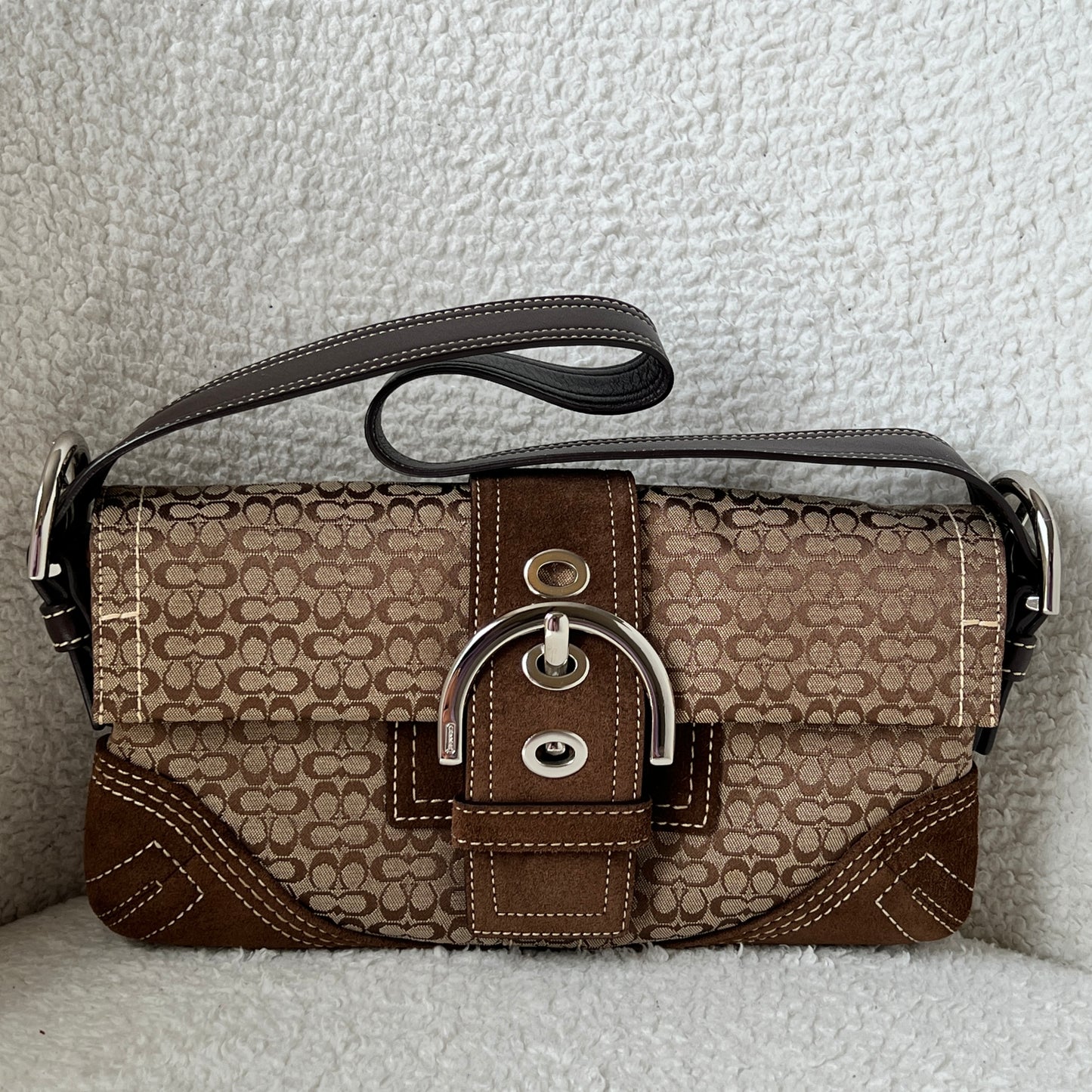 Coach Soho Signature Small Flap Bag in brown