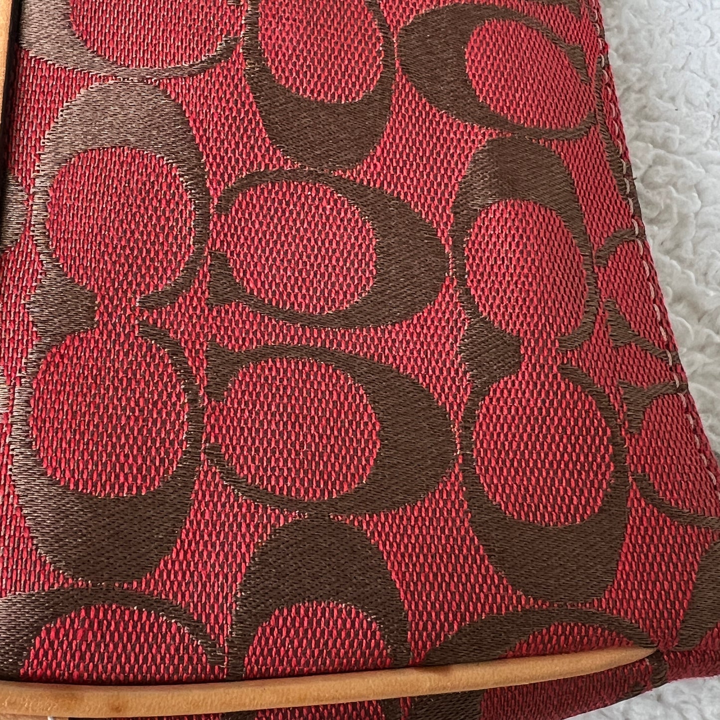 Coach Signature Demi Pochette in Red & Brown