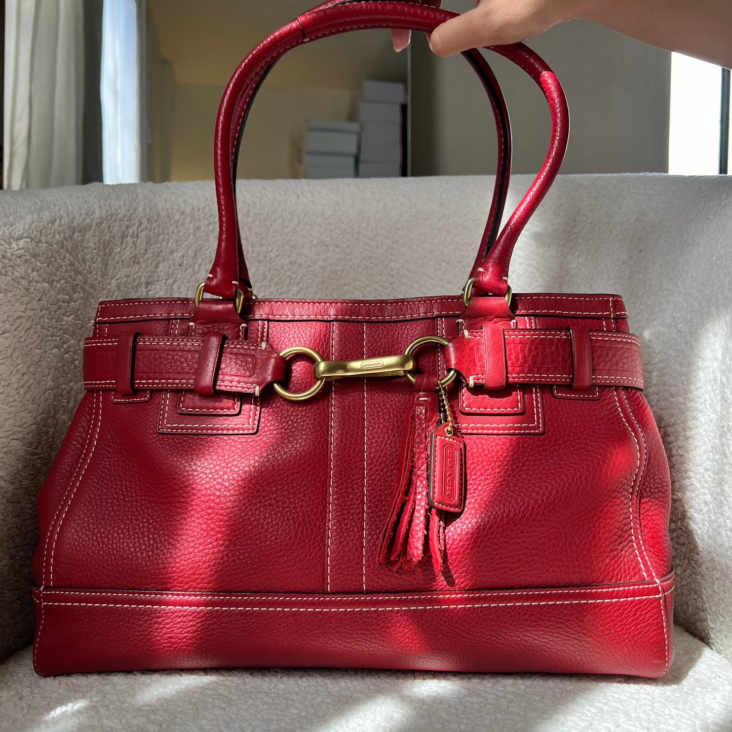 Coach Leather Satchel in Red