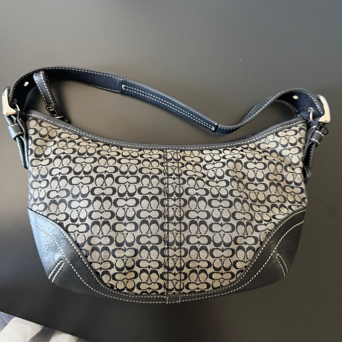 Coach Signature Jacquard Leather Small Hobo