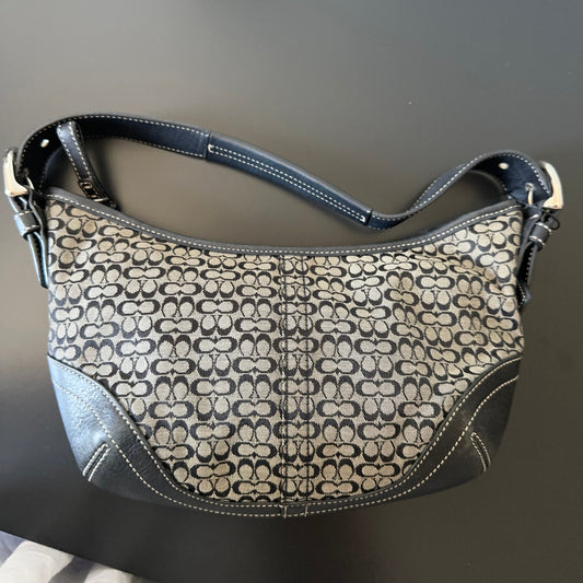 Coach Signature Jacquard Leather Small Hobo