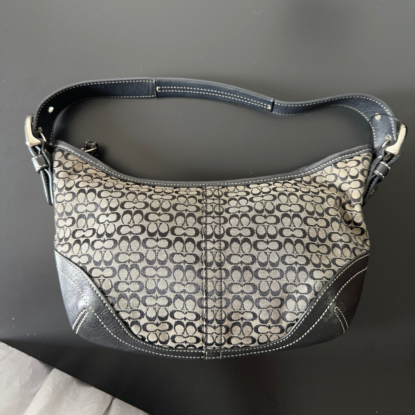 Coach Signature Jacquard Leather Small Hobo