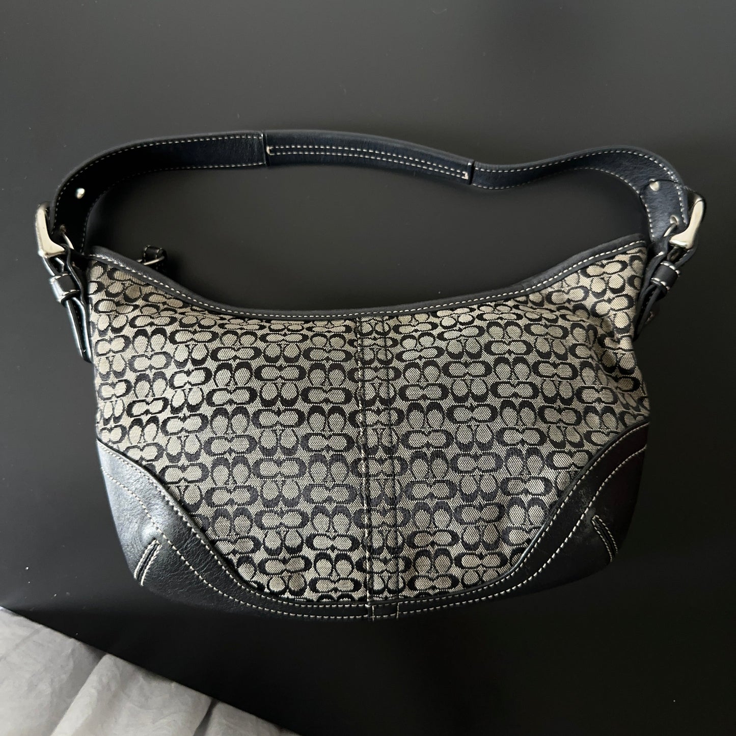 Coach Signature Jacquard Leather Small Hobo