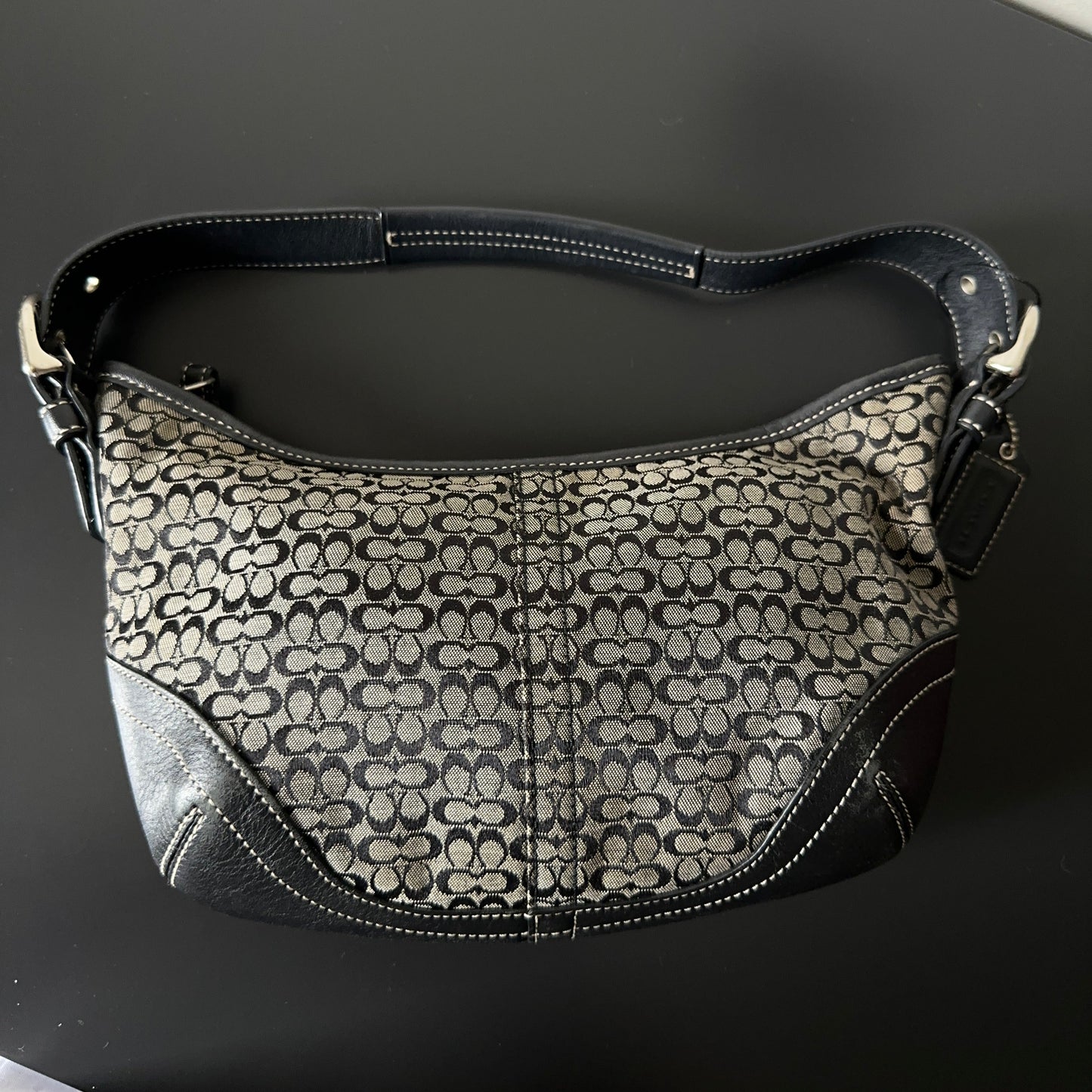 Coach Signature Jacquard Leather Small Hobo