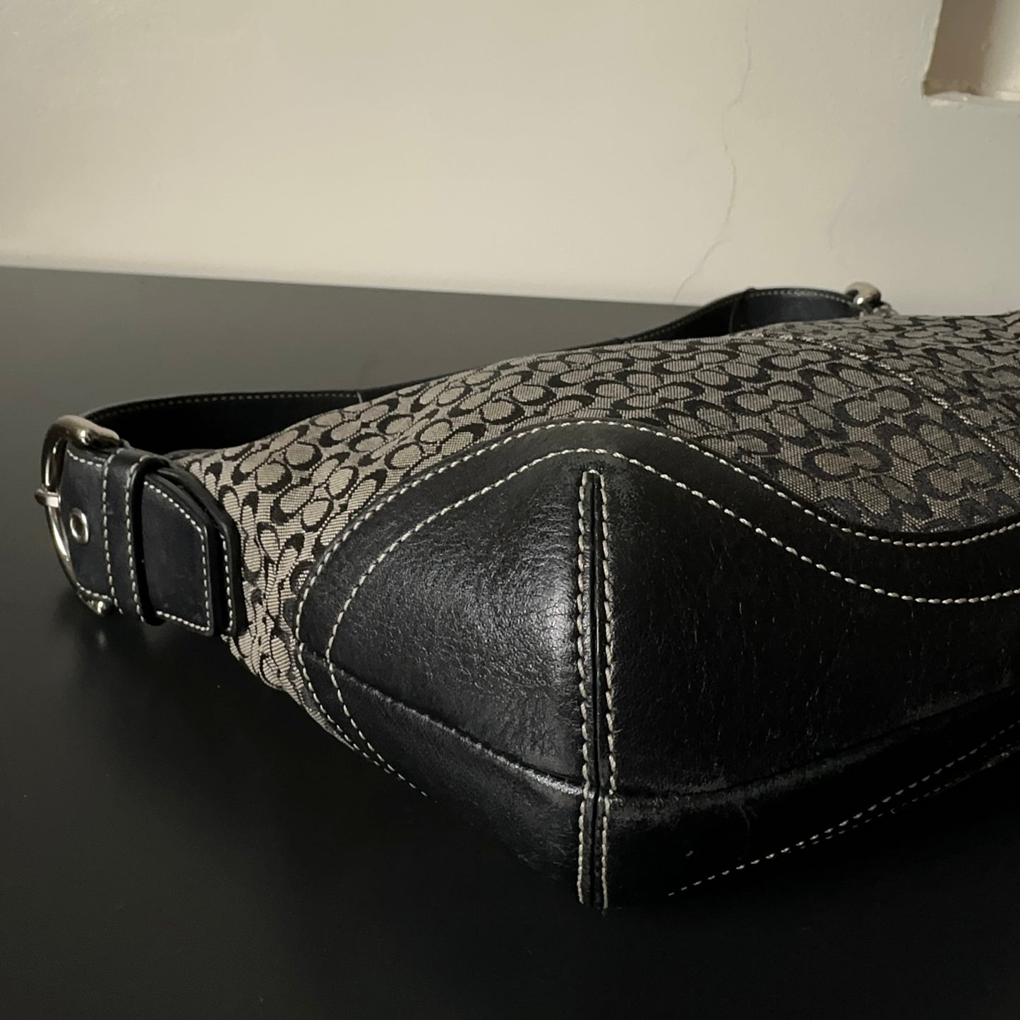 Coach Signature Jacquard Leather Small Hobo