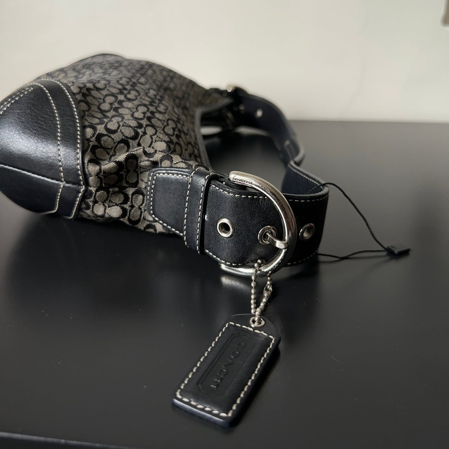 Coach Signature Jacquard Leather Small Hobo