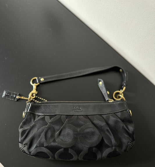Coach Black Signature Canvas Monogram Purse Handbag