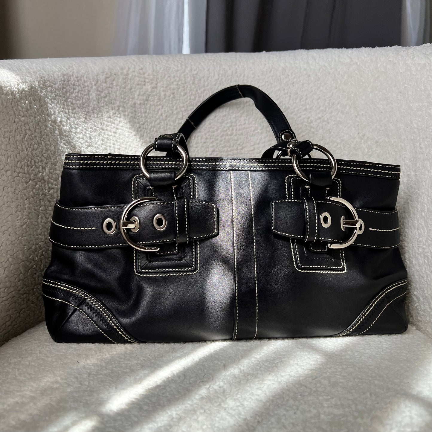 Coach Black Buckle Satchel