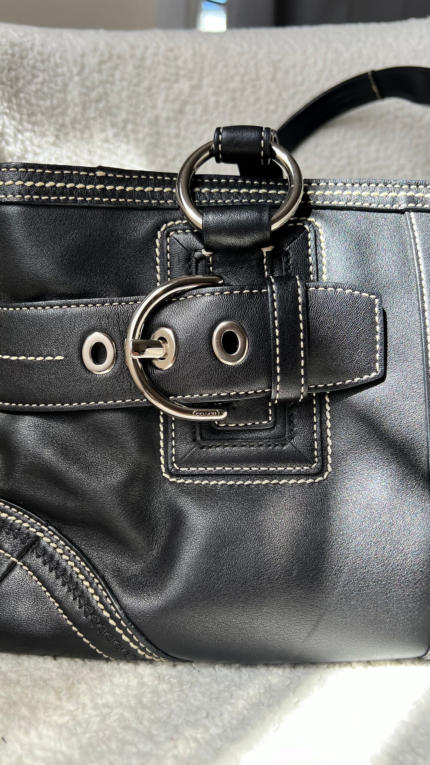 Coach Black Buckle Satchel