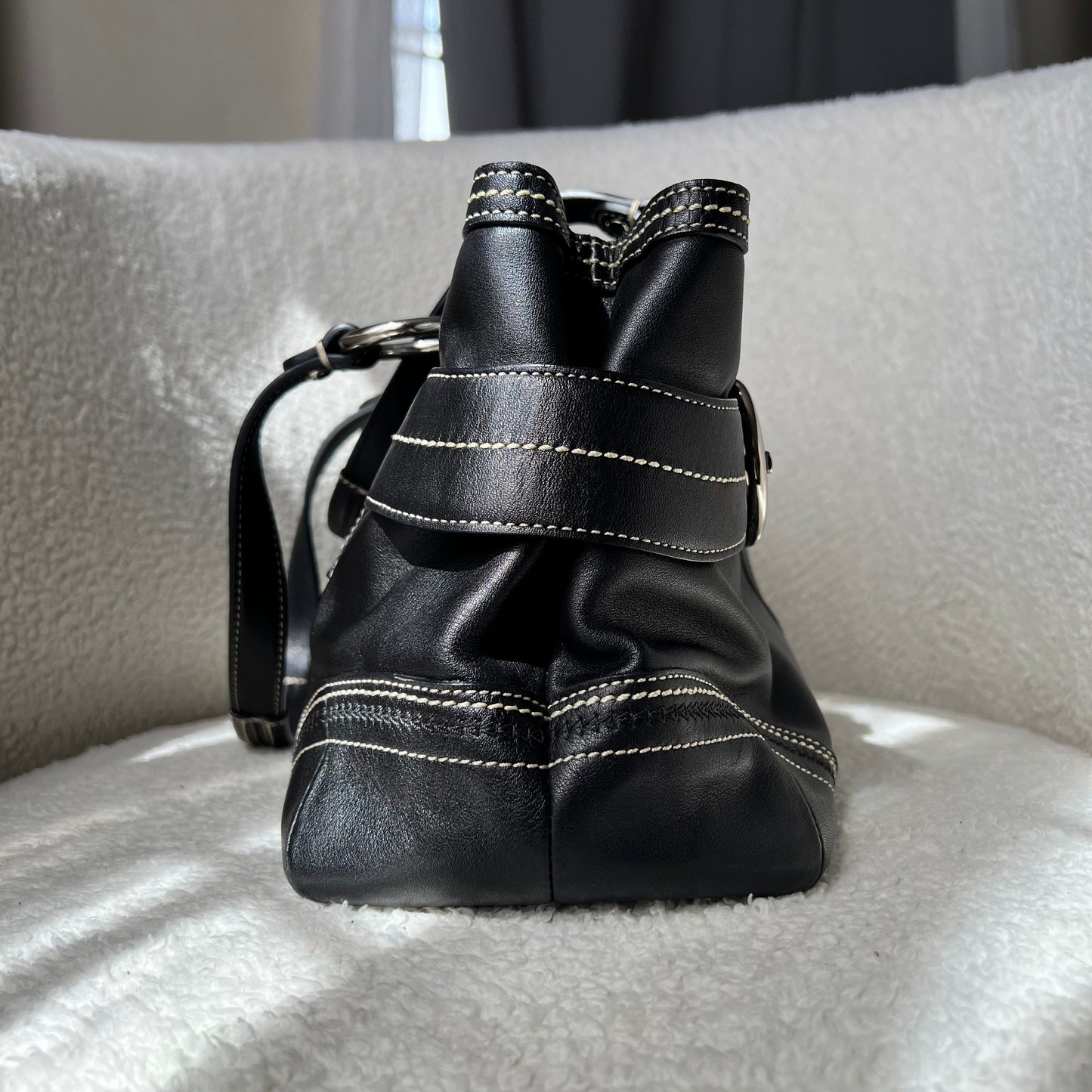 Coach Black Buckle Satchel