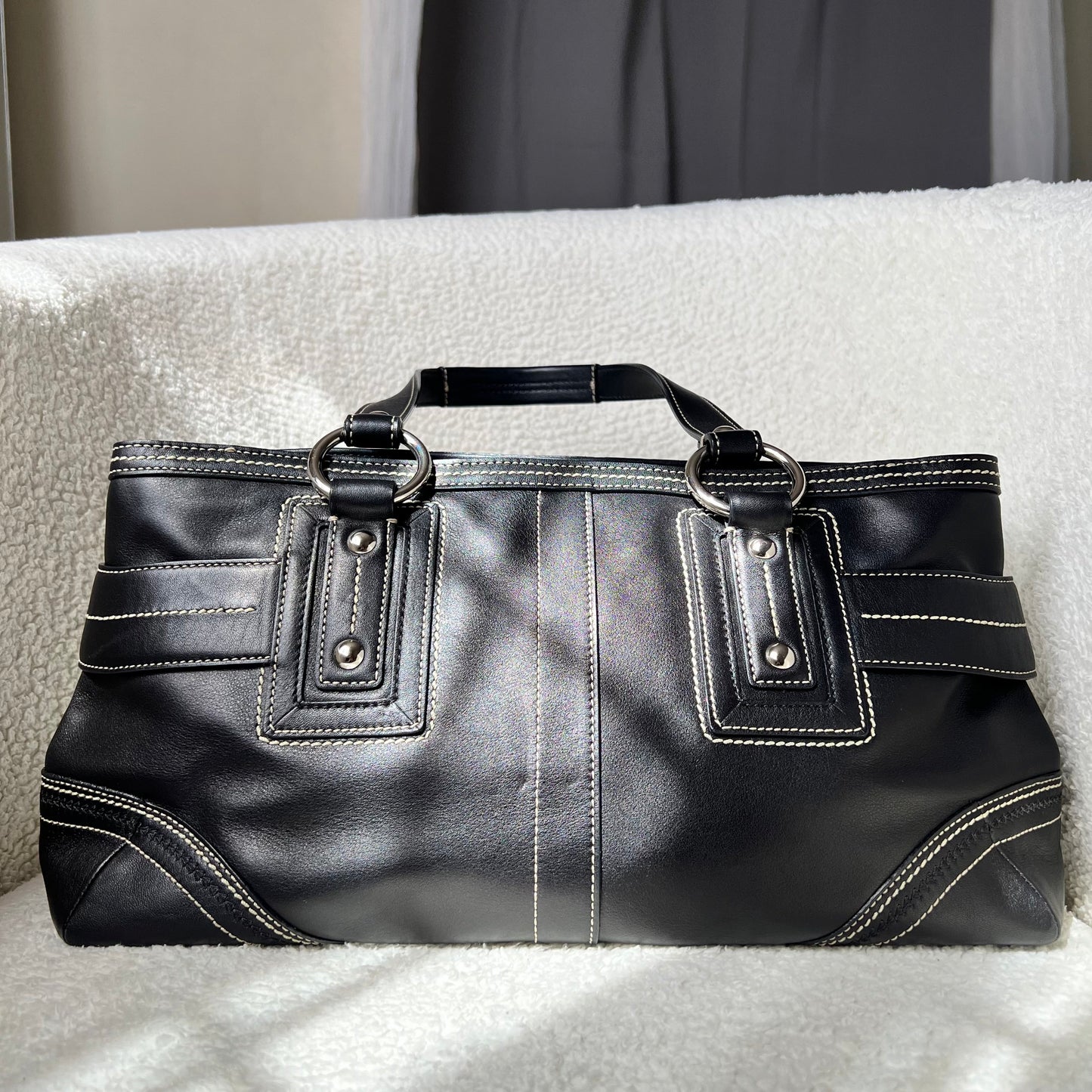 Coach Black Buckle Satchel