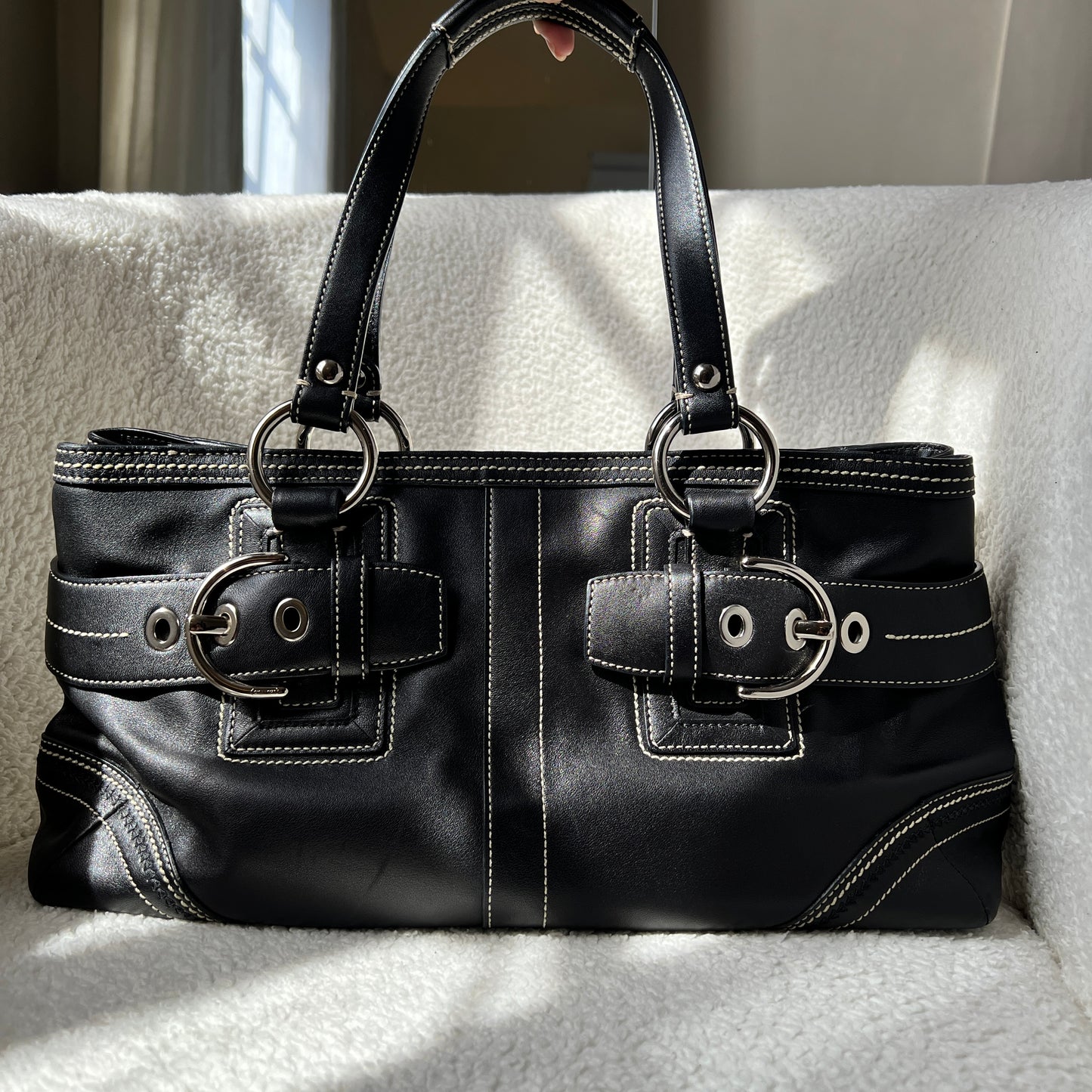 Coach Black Buckle Satchel