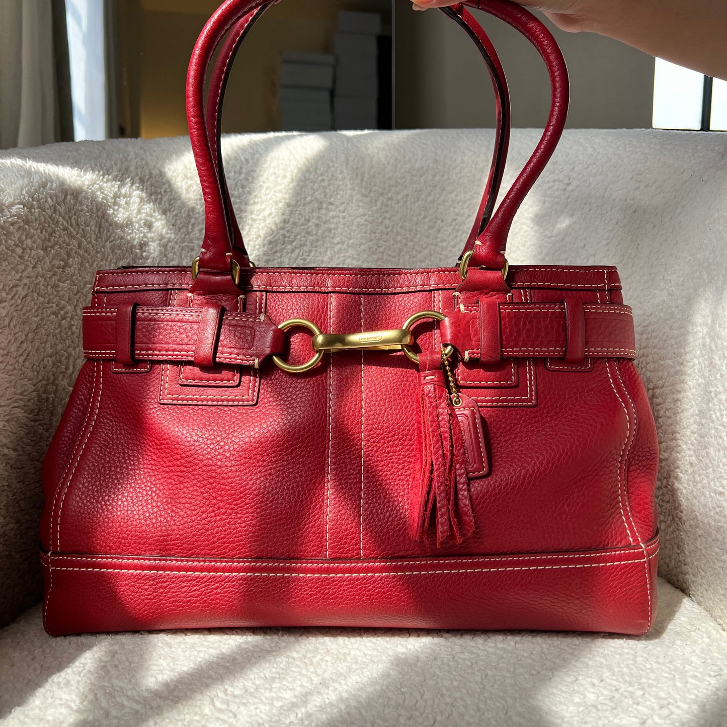 Coach Leather Satchel in Red