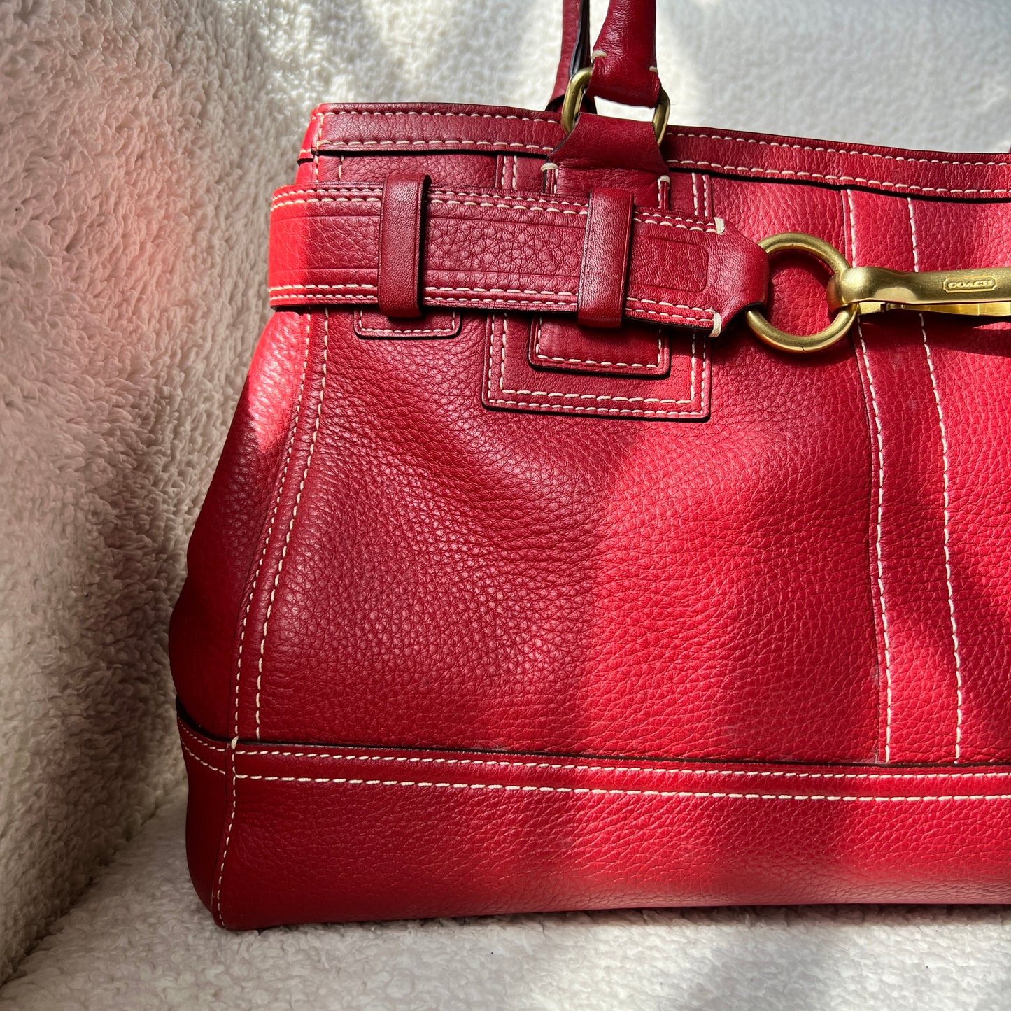 Coach Leather Satchel in Red