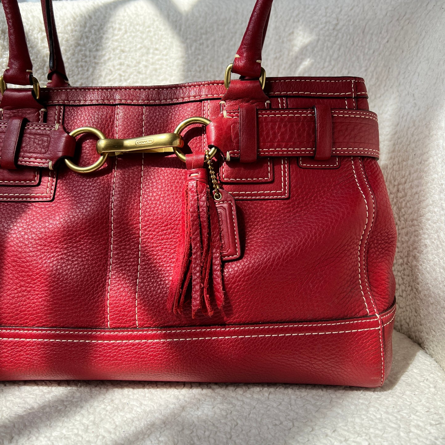 Coach Leather Satchel in Red