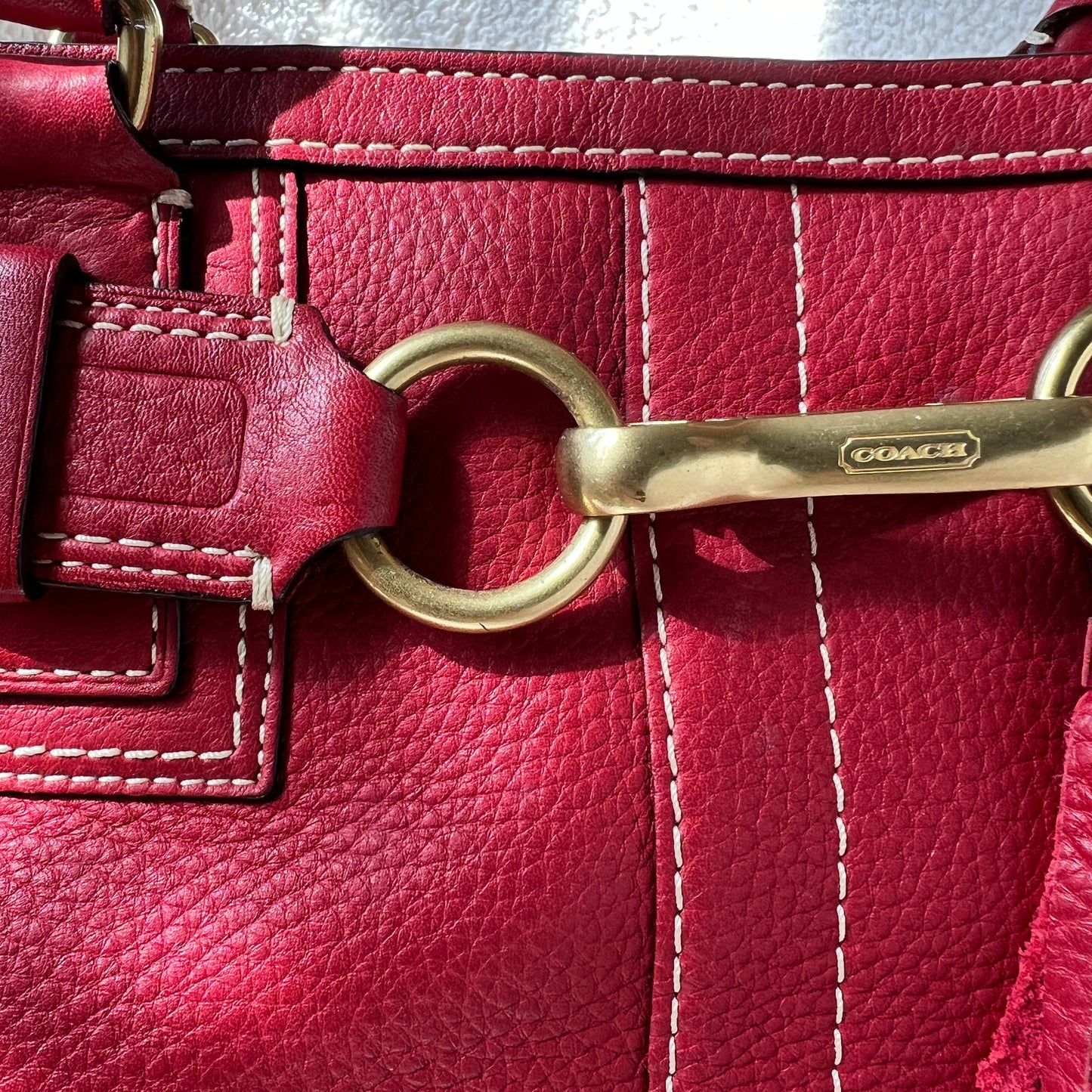 Coach Leather Satchel in Red