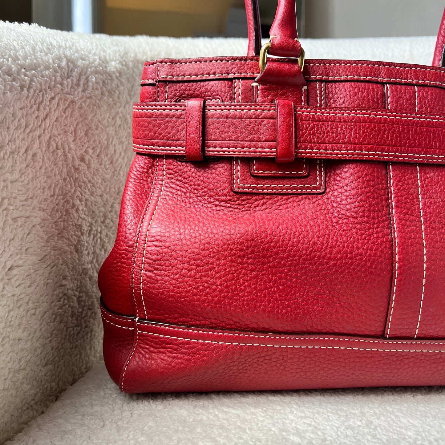 Coach Leather Satchel in Red